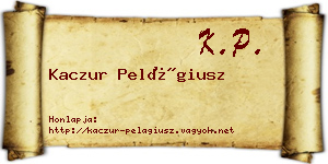 Kaczur Pelágiusz névjegykártya